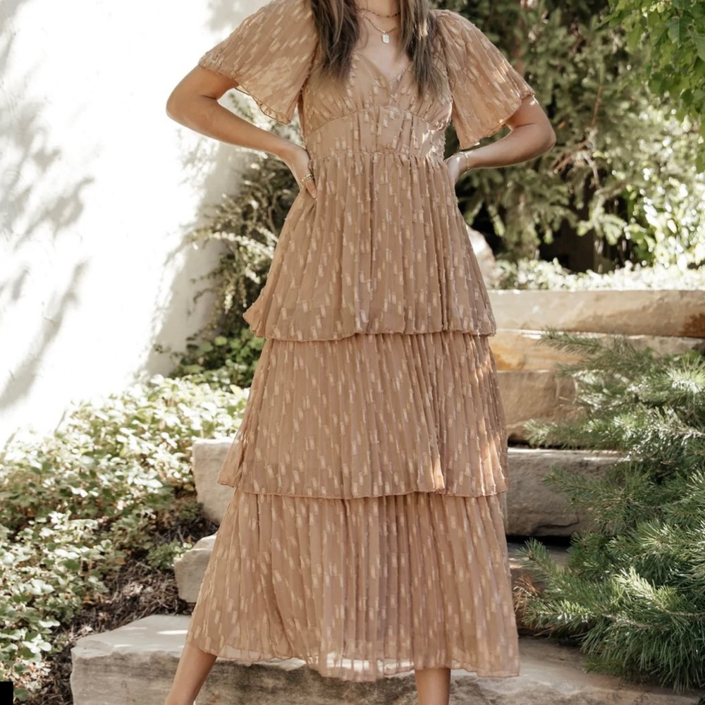 Bohme Hallie midi dress in camel size M